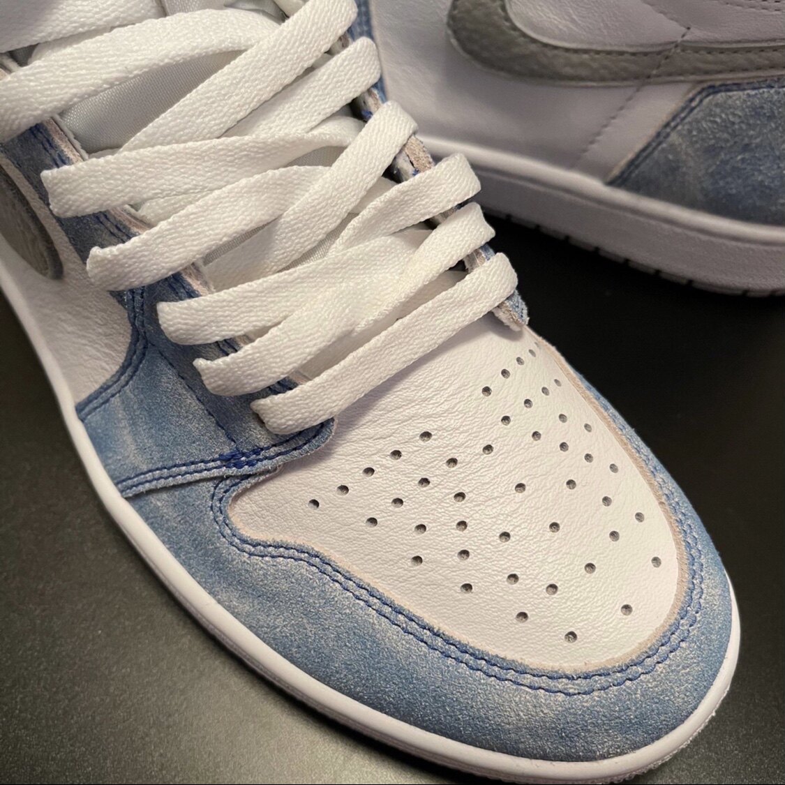 小琦鞋柜airjordanaj1薄荷水洗白蓝雾霾555088-402篮球鞋