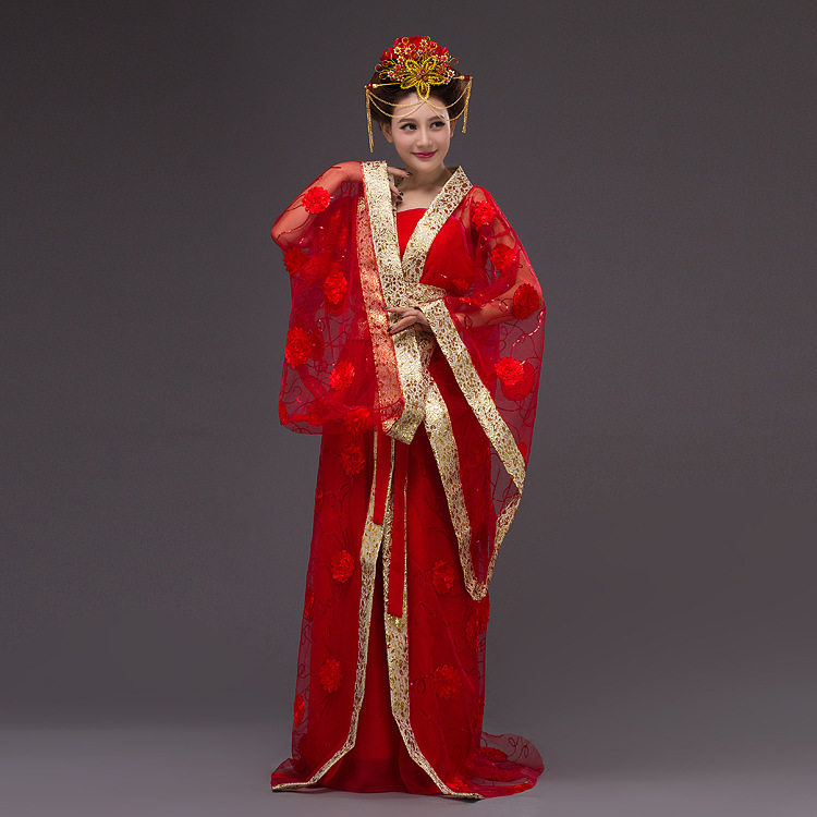 古装汉服cos嫦娥仙女拖尾襦裙唐朝贵妃表演民族服装