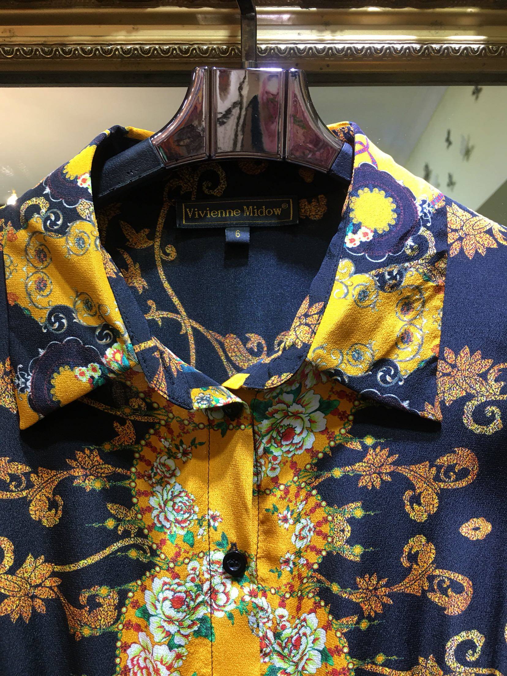 vivienne真丝中袖衣领大牌气质新款midow连衣裙