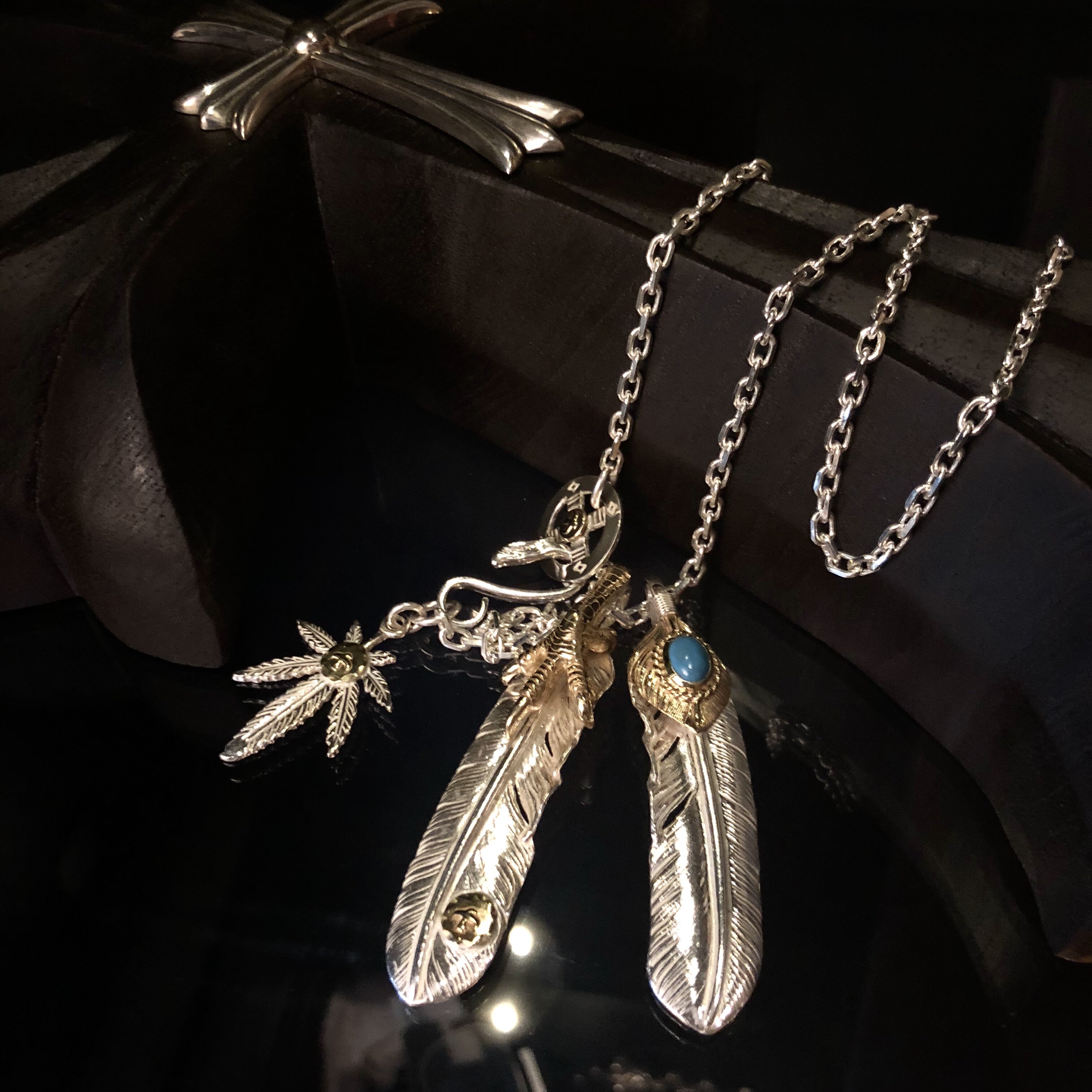 羽毛项链宿主大帝高桥吾郎纯银银新说唱男套链大项坠