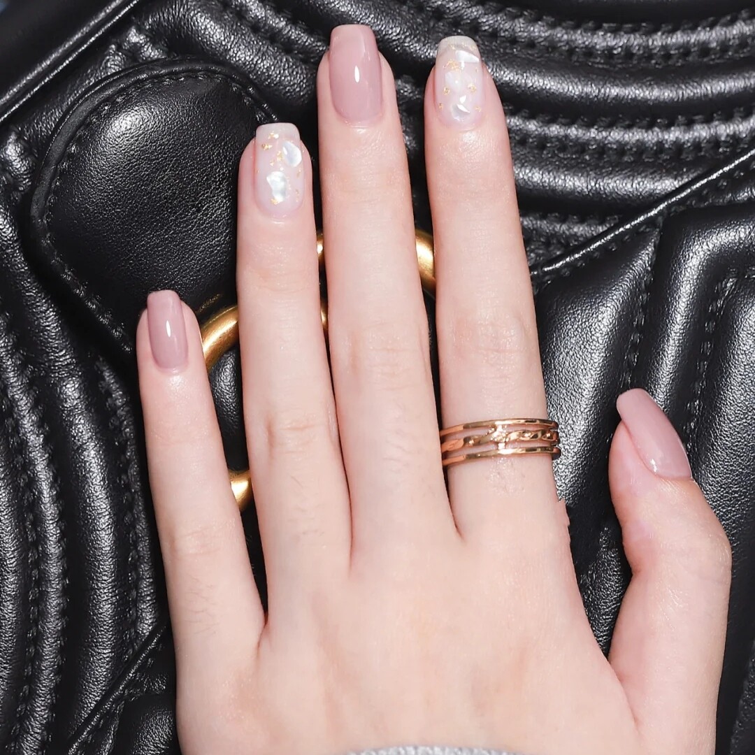 手工甲片成品贝壳金箔温柔风光光疗防水持久指甲彩妆