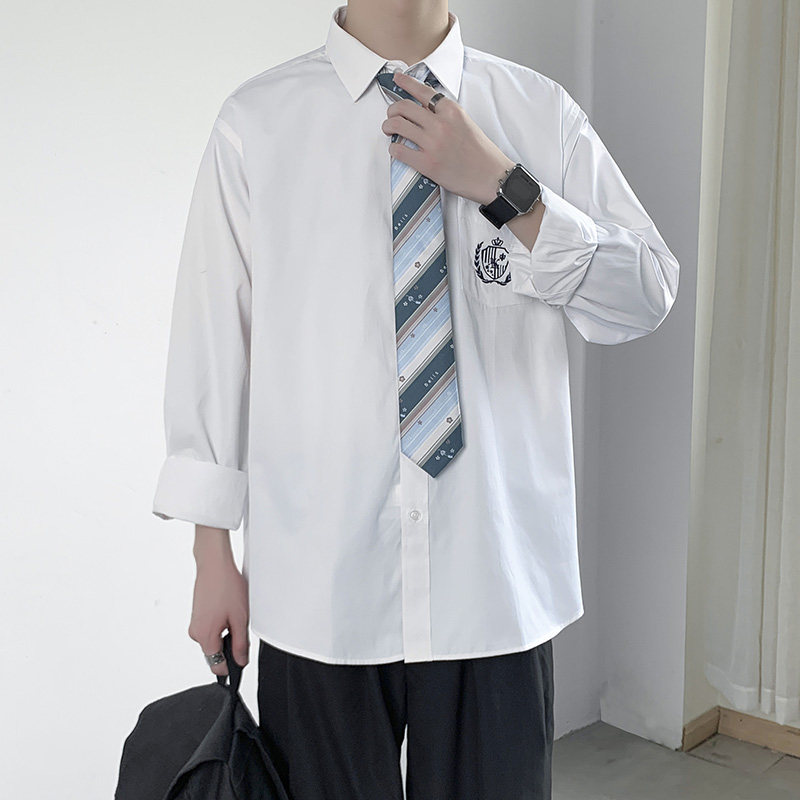 dk制服秋冬新款长袖衬衫男生韩版潮流ins衬衫