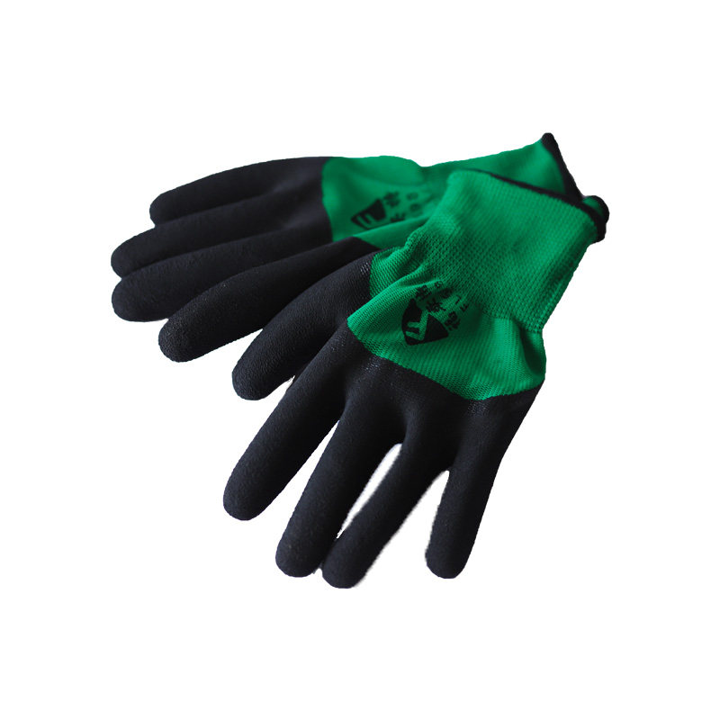 园艺盆叔工作手套乳胶发泡尼龙针织作业防护园艺手套