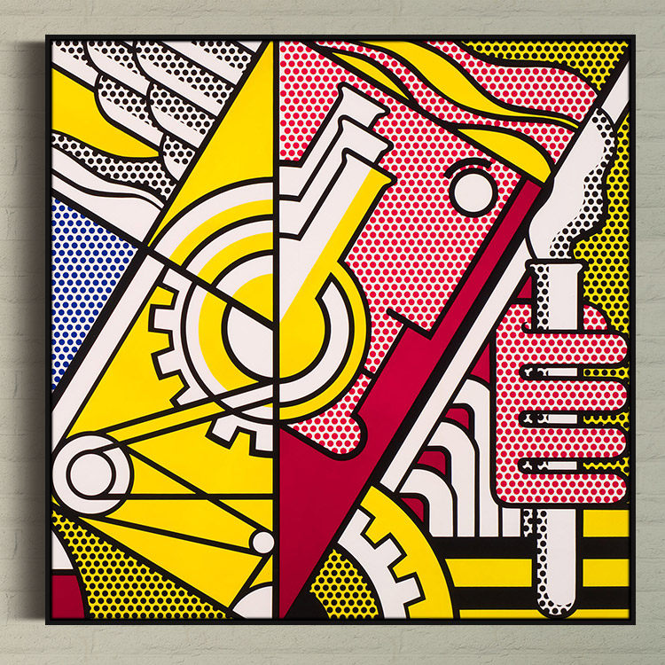 美国波普艺术大师利希斯坦抽象工业时代前卫波点现代装饰画