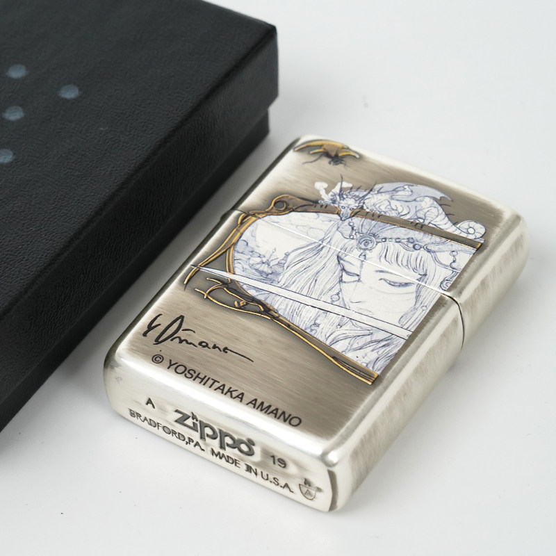 正版zippo打火机天野喜孝最终幻想插画双面骑士公主zippo