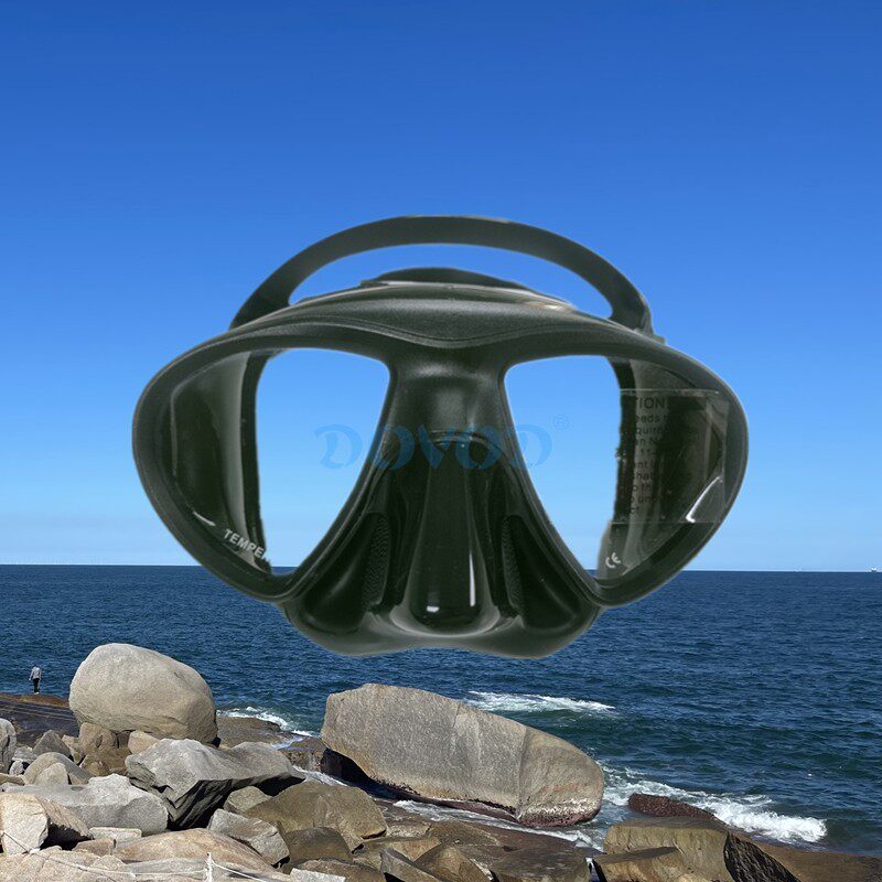 成人自由潜面液态硅胶包边深潜水水镜鼻压训练面镜