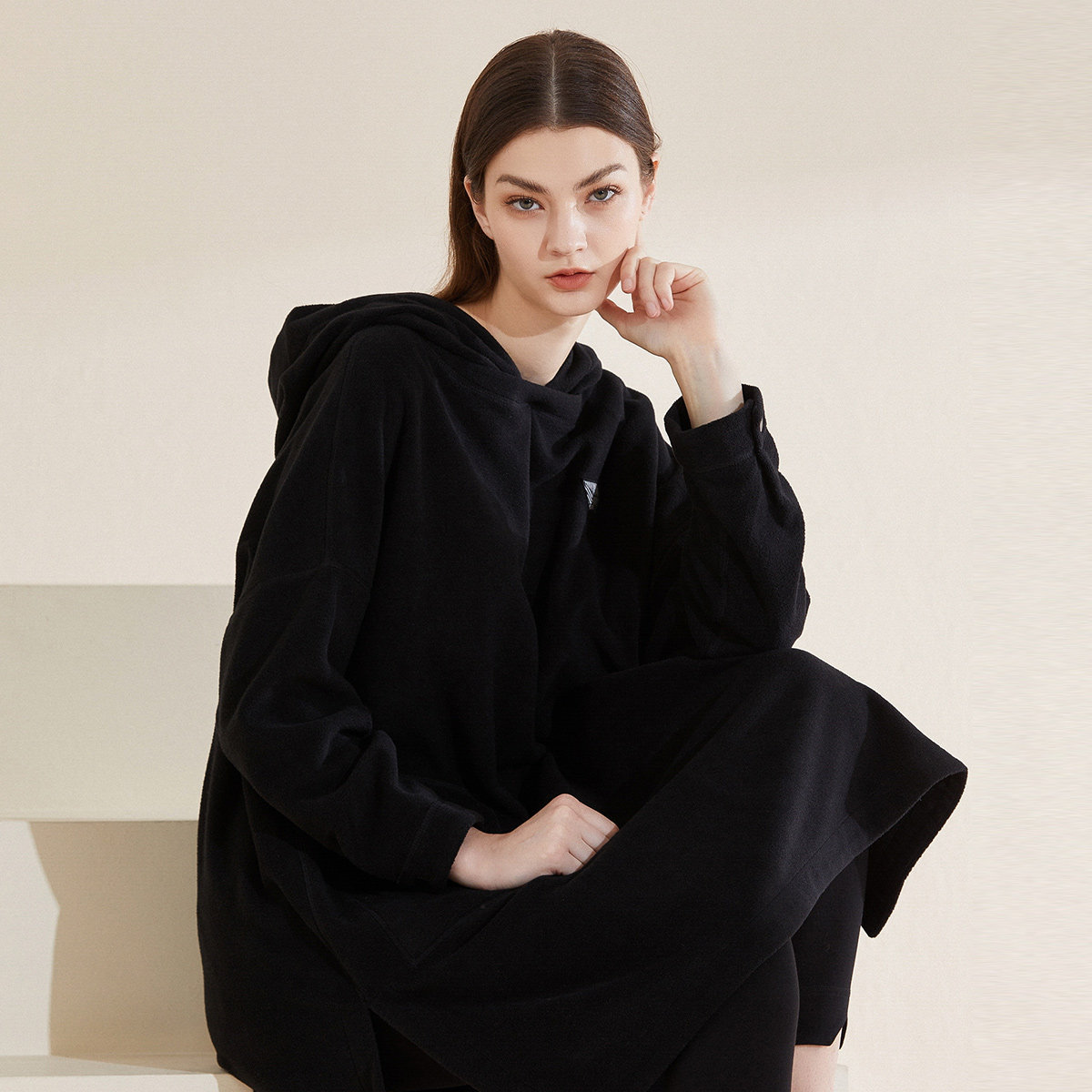 origin安瑞井女装秋冬休闲保暖摇粒绒连衣裙时尚运动风连连衣裙