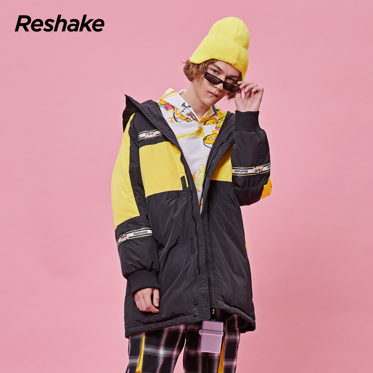 reshake华菲型潮牌2019新款商场同款蜡笔小新中长羽绒服羽绒服