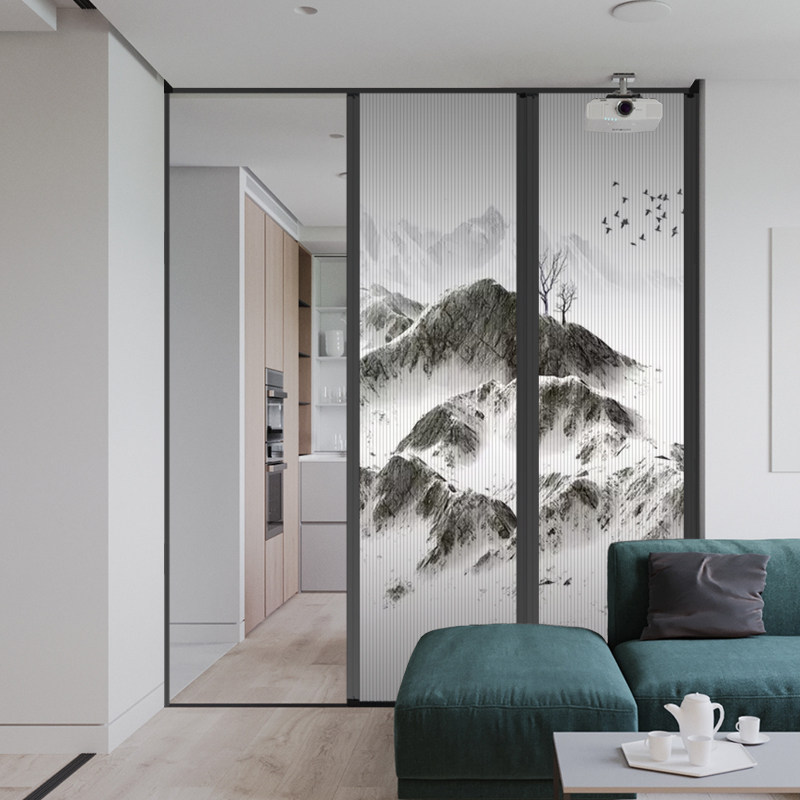 优诗曼新中式室内推拉移门折叠隐形门厨房客厅阳台隔断衣柜门定制