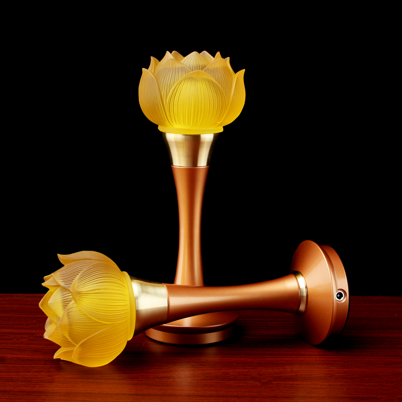 花灯供佛琉璃莲花荷花观音灯佛前灯led长明灯摆件