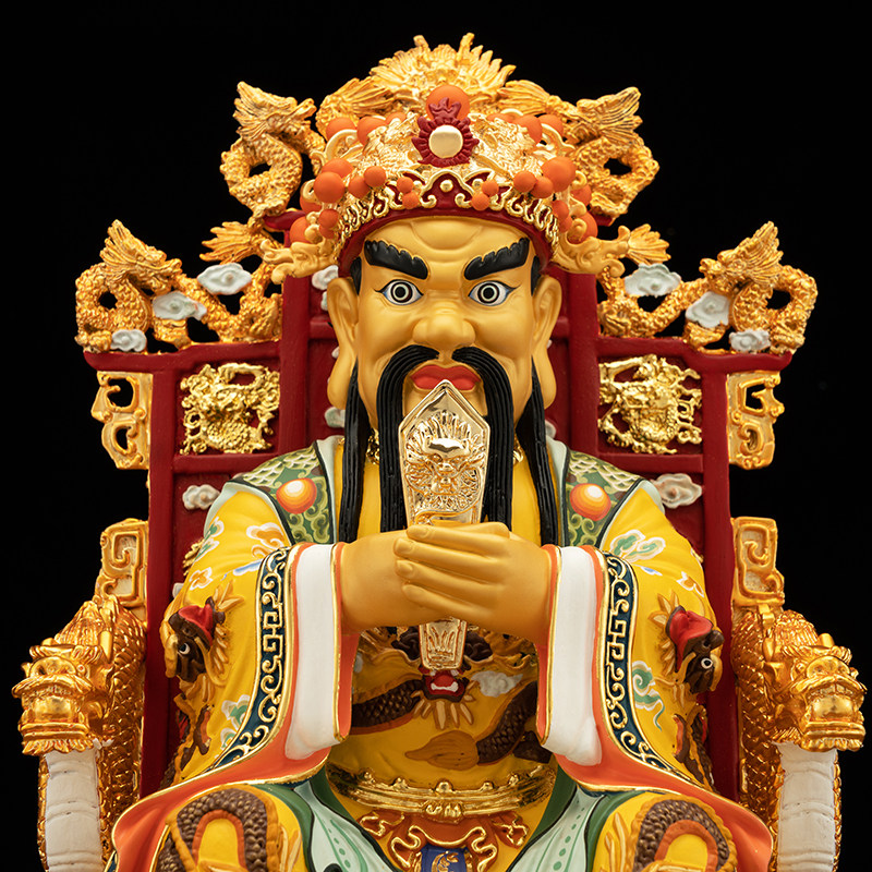 广济龙王五爷神像纯铜鎏金五台山龙五爷财神桌面摆件
