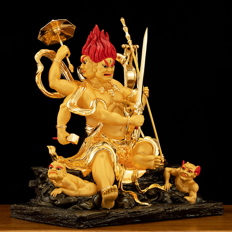 纯铜鎏金瘟神神像五瘟使者之祖吕岳铜像瘟癀装饰摆件