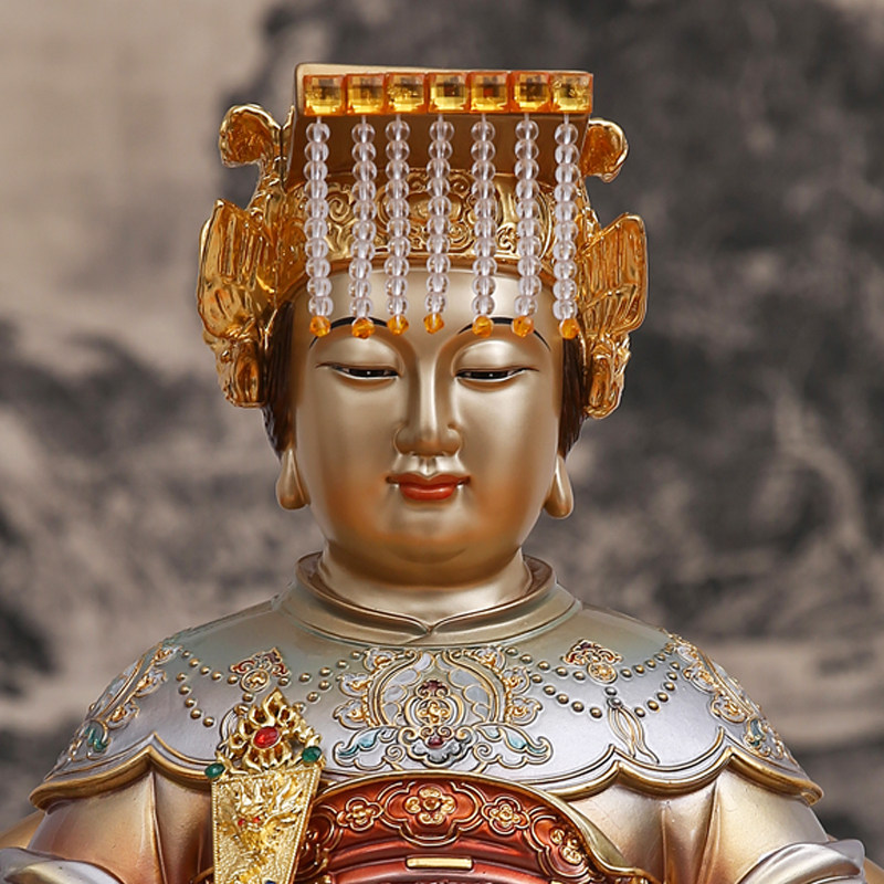 纯铜彩绘妈祖娘娘神像湄洲天上圣母龙母海神摆件