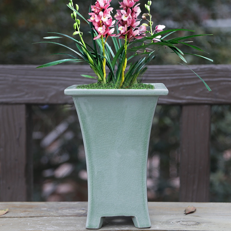 四方素烧盆栽高盆栽组合透气花盆大中多肉粗陶花盆