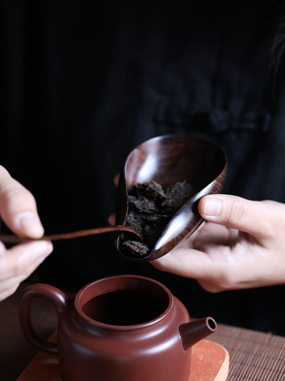 大红酸枝茶匙老料手工制茶道用具文玩木雕收藏品摆件