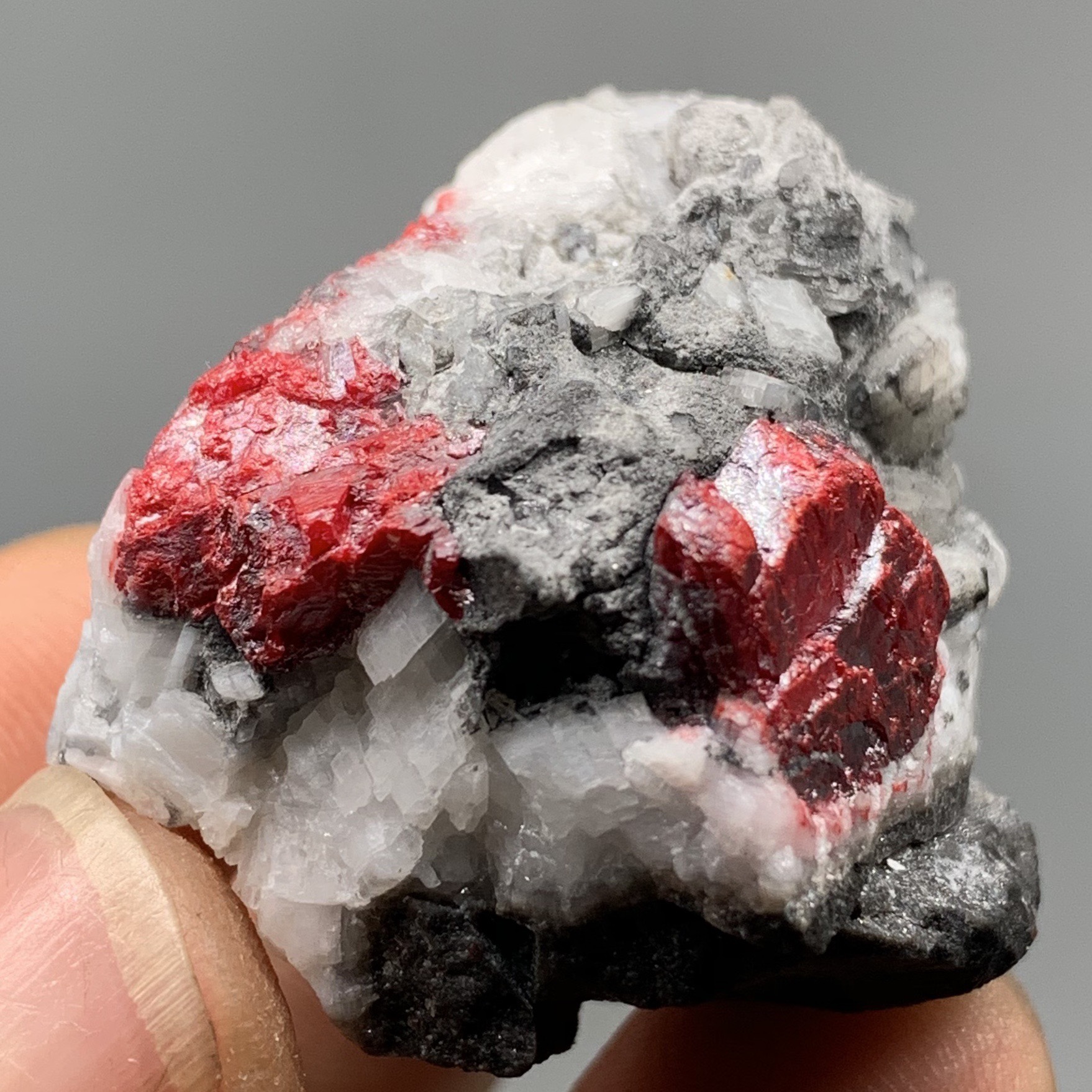 朱砂辰砂方解方解石石原矿石天然矿物晶体教学摆件