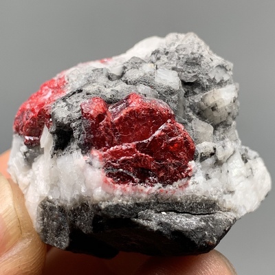 朱砂辰砂方解石原矿石天然矿物晶体教学标本奇石地质科普摆件