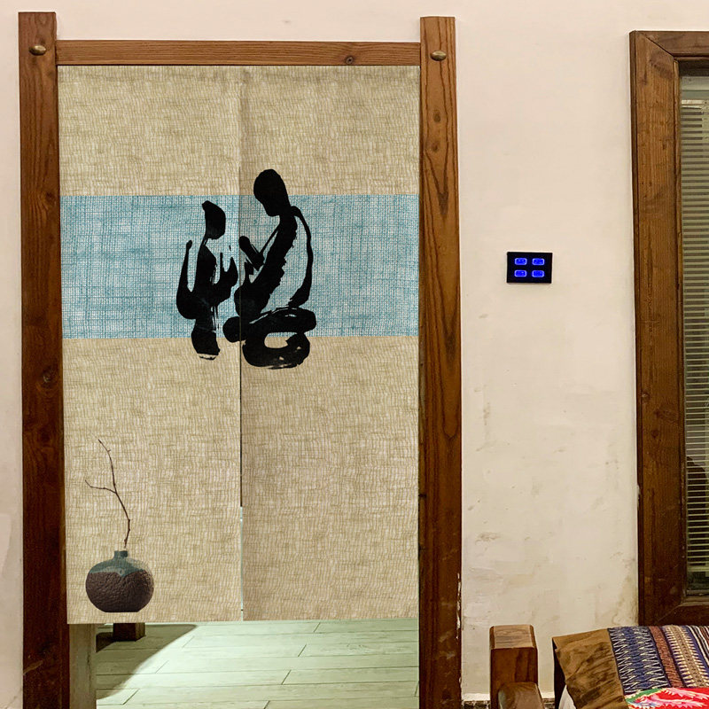 中式门帘禅意佛系布艺挂帘客厅佛堂门帘