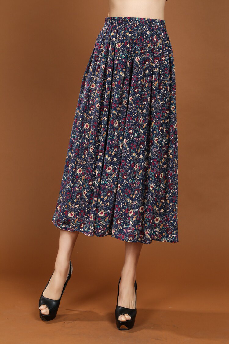 夏季真丝半身中长长裙中老年妈妈裙大码中年女士中老年女装