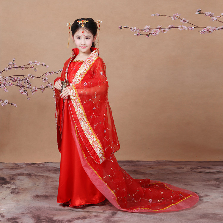 儿童女童贵妃古装拖尾皇后公主仙女女孩宫廷儿童演出服