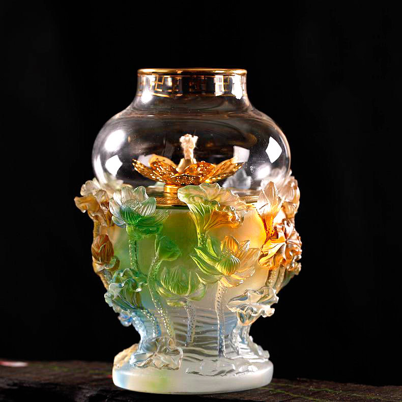 供佛观音莲花花灯佛堂供灯供具佛教圣物七宝琉璃烛台