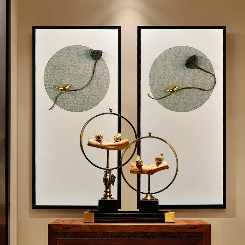 百特好挂画四联禅意立体画实物莲蓬茶室新中式装饰画现代装饰画