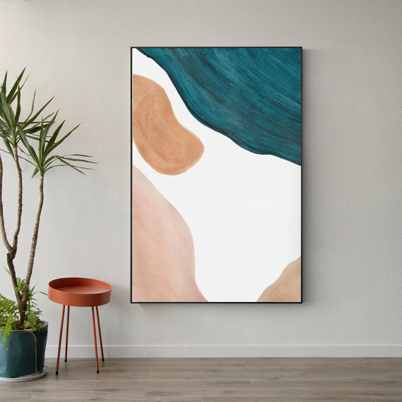 春意河流莫兰兰迪色块现代抽象装饰画玄关走廊现代装饰画