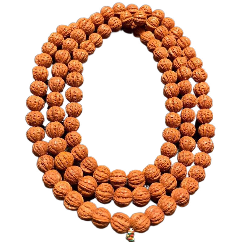 小核桃脖挂龙纹桃核雕刻长串正圆矮桩磨盘秋子项链