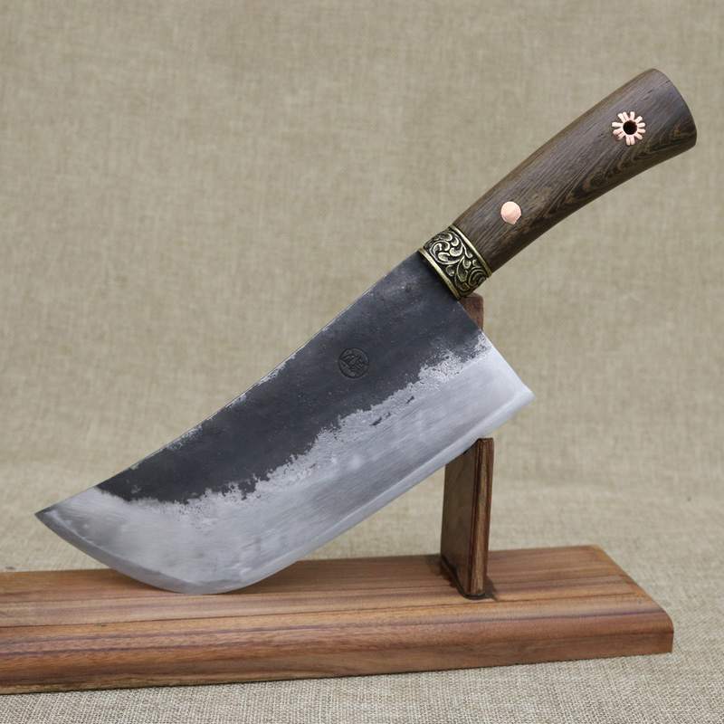 龙泉螭龙手工锻打老式圆头菜刀家用高锰钢切片菜刀