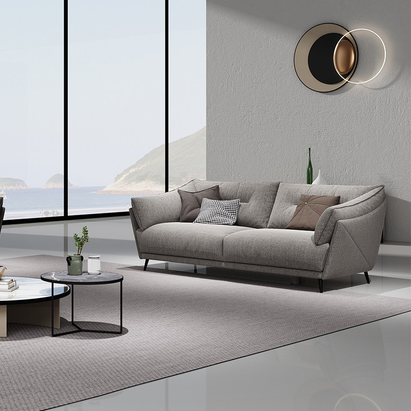 优梵艺术戴安娜意式轻奢家用沙发亲肤柔软棉麻面料超大空间高弹无粉