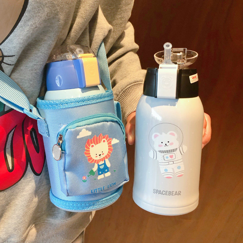 儿童保温杯水壶卡通可爱水杯带吸管小学生男便携幼儿园女宝宝杯子