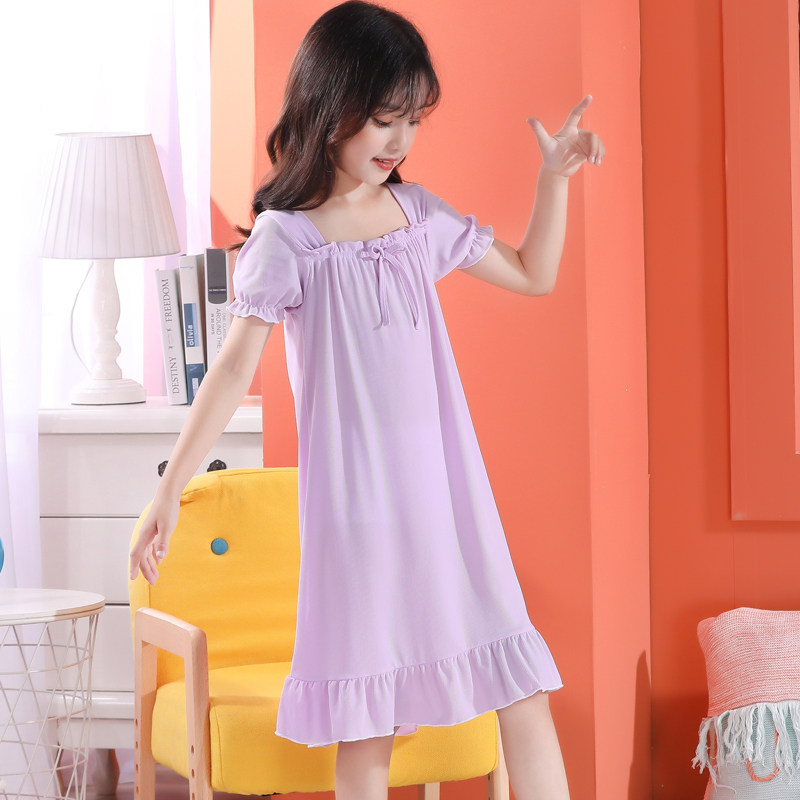 冰丝女童睡裙公主风夏季薄款中大童裙子小孩睡衣女孩连衣裙家居服