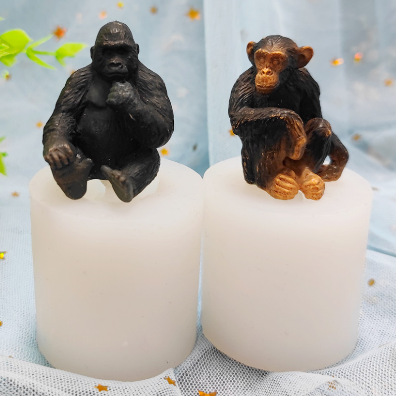 动物森林系列狮子大象大猩猩巧克力硅胶模具石膏烘焙模具