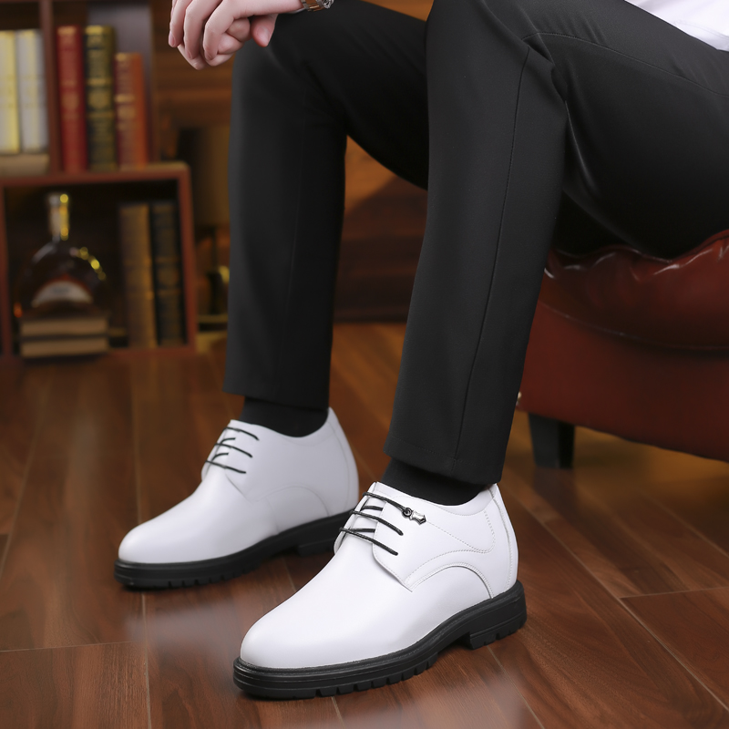 夏季白色男士特高高内增高10cm矮人巨显高跟鞋正装皮鞋