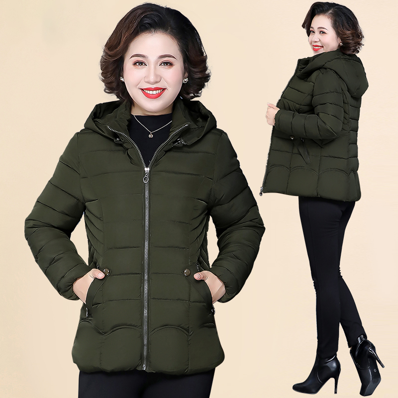 妈妈羽绒棉服短款中年冬装外套新款中老年女装中老年