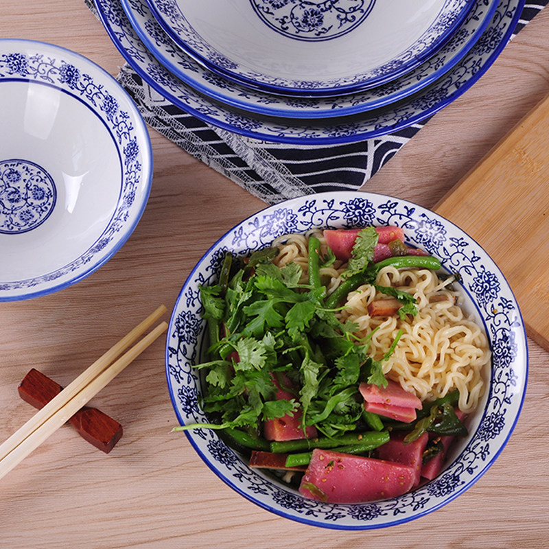 青花瓷碗大碗汤碗面碗家用陶瓷拉面碗烩面碗粉碗商用面碗面馆专用