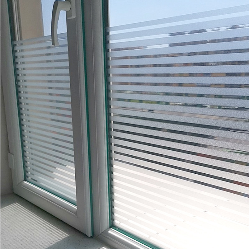 玻璃贴纸免胶贴膜办公室条纹移门横条透光防撞玻璃膜