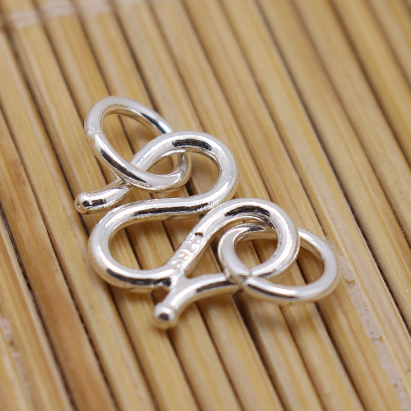 手链字扣银扣扣素连接项链环银双环材料手作扣