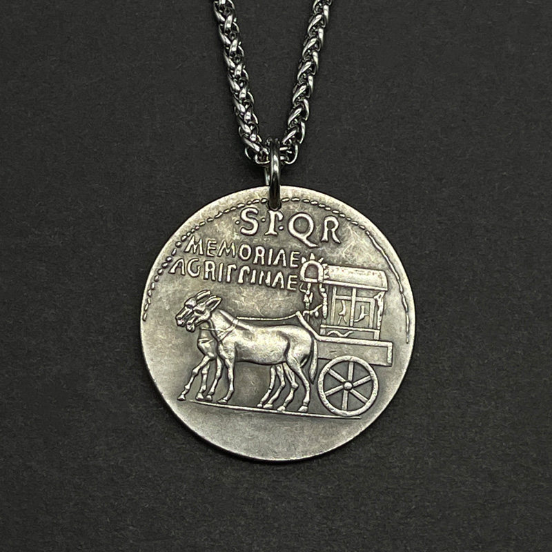 阿格里皮spqr罗马帝国皇后人像古币吊坠镀银纪念币项坠