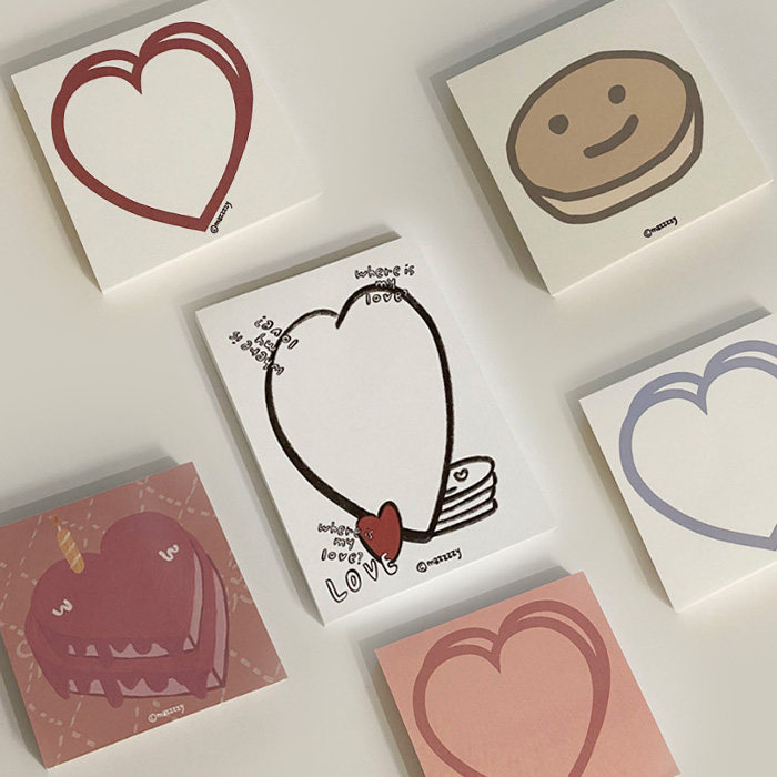韩国mazzzzy彩色爱心便签本便签纸无粘性手帐可爱便签本