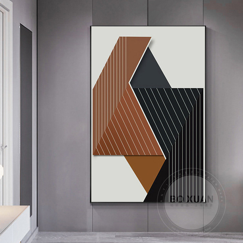 柏轩心悦现代简约风格抽象几何装饰画客厅沙发挂画现代装饰画