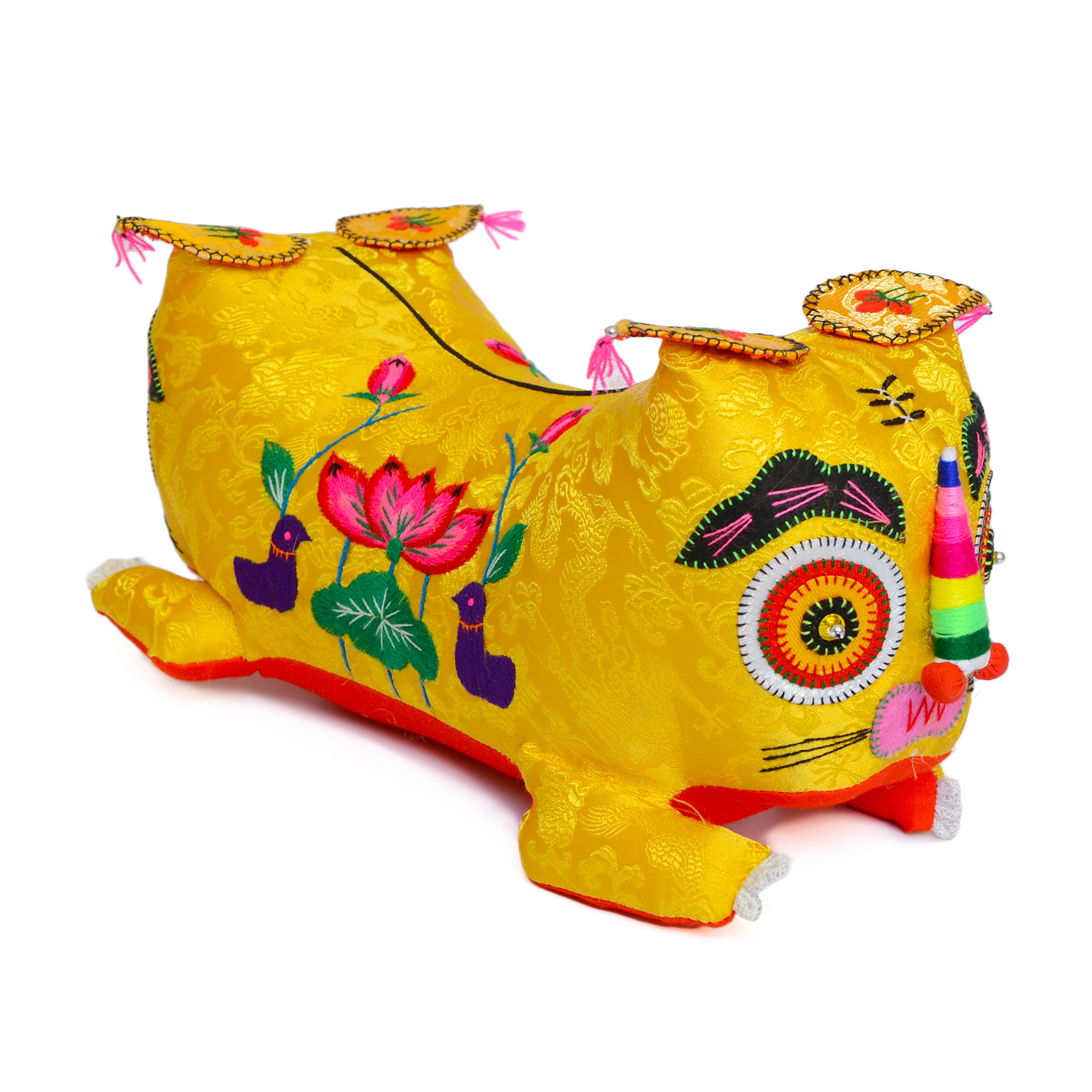 老虎枕头刺绣手工双面虎头头枕镇宅辟宝宝保护神布老虎