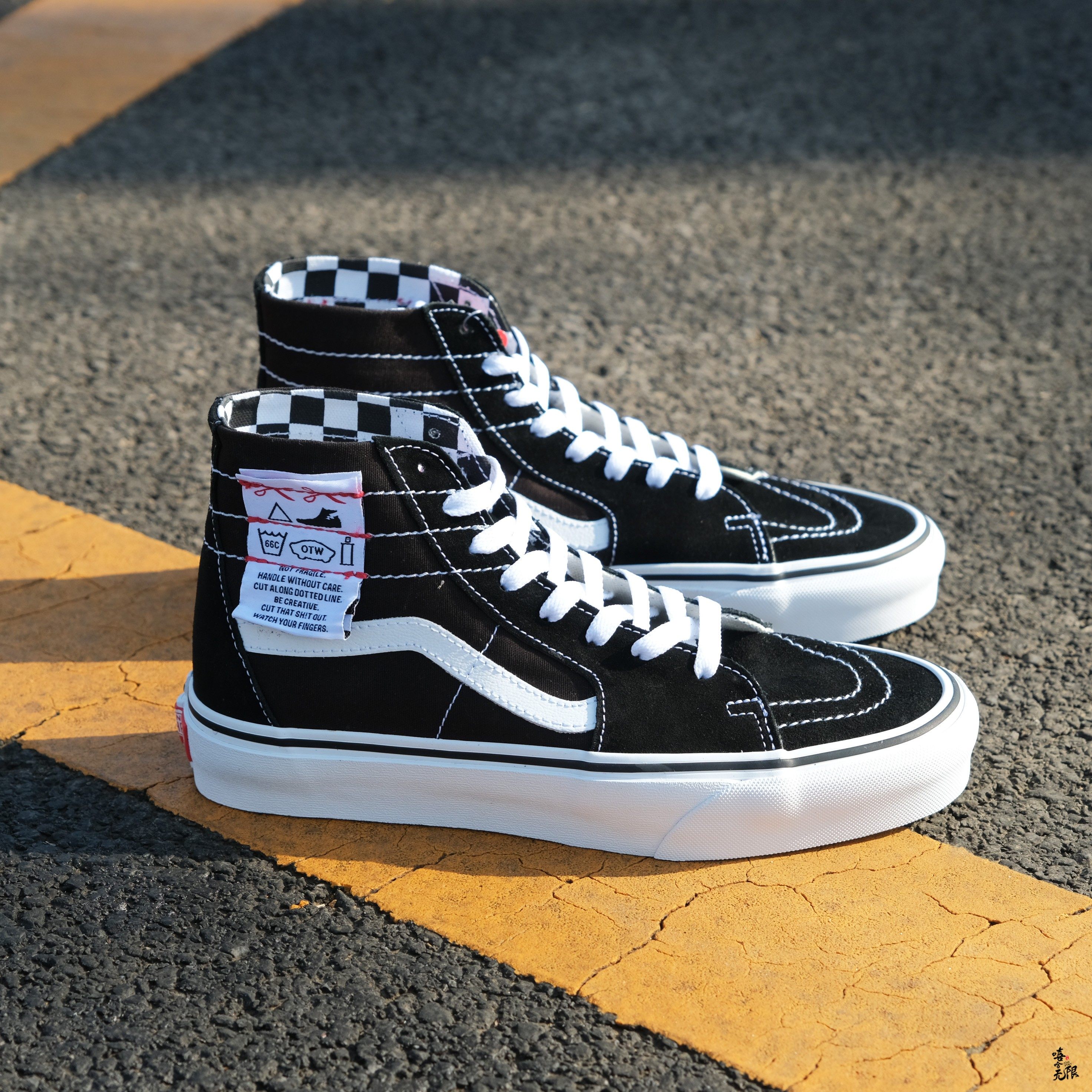 休闲vans黑色高帮拼接diy裁剪板鞋男女帆布帆布鞋