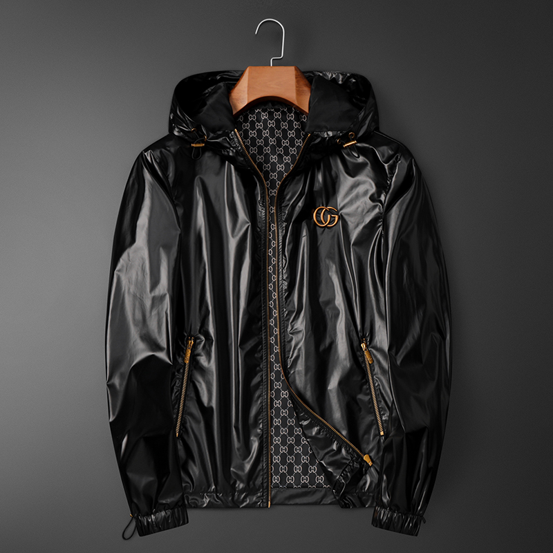 欧洲站连帽修身短款皮夹克男春秋季大码潮牌轻奢男装PU软皮衣外套