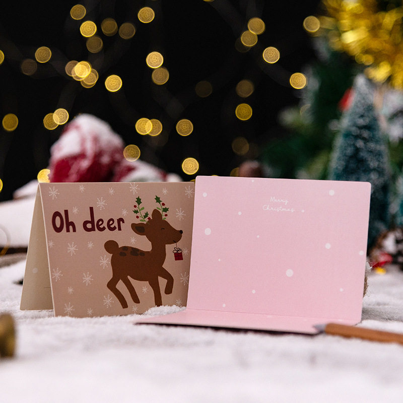 卡片6张圣诞节创意可爱卡通贺卡新年祝福感恩贺卡