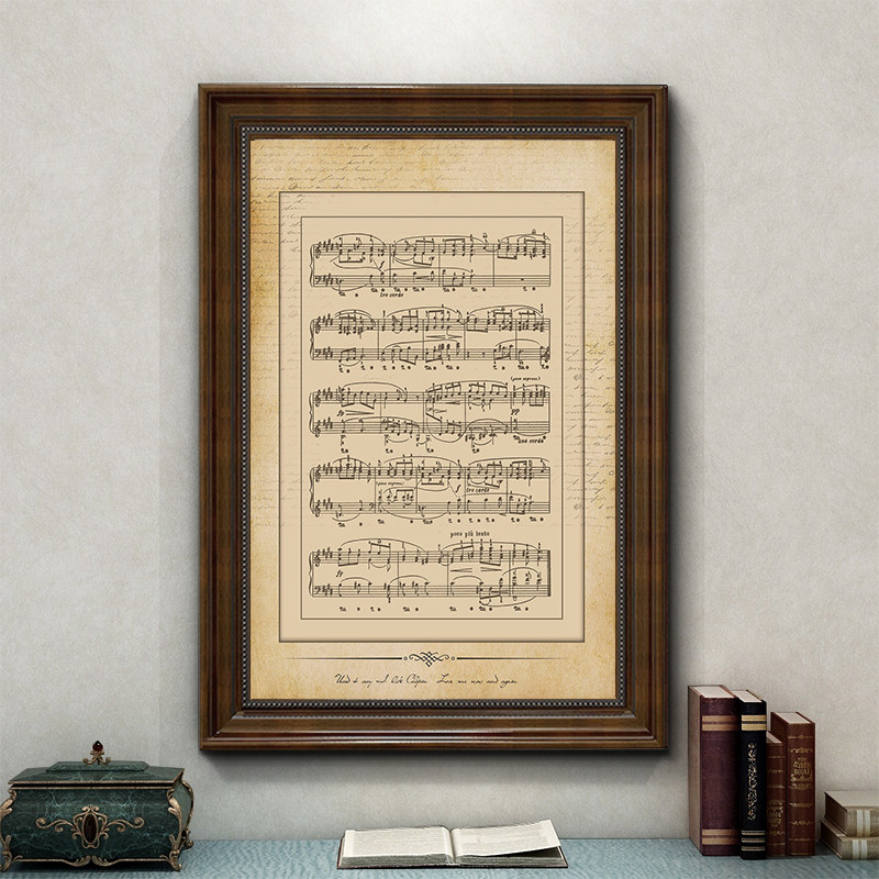 美式复古音乐钢琴教室装饰画客厅乐谱沙发背景墙现代装饰画