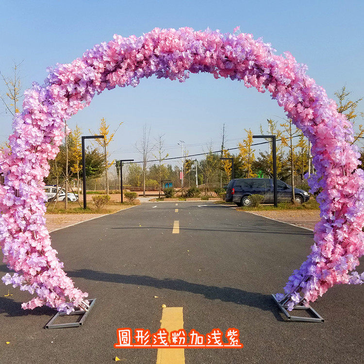 花门樱花路引花花月亮橱窗背景绢花拱门婚房拱门