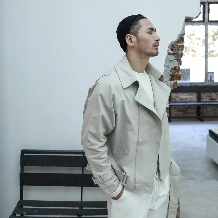 COLOUR U SOUL  男士设计师风格立体剪裁廓形风衣夹克外套宽松潮