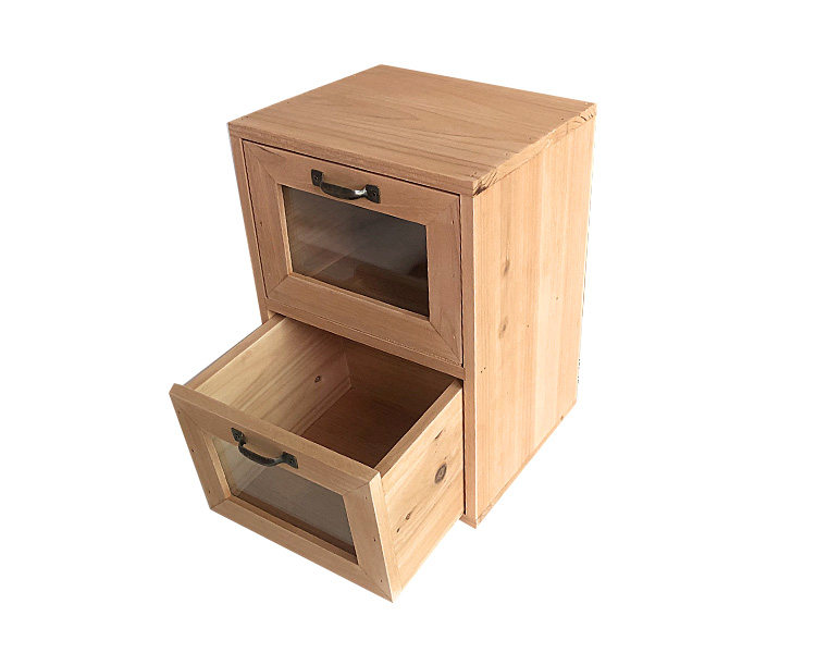 zakka玻璃抽屉桌面收纳木盒首饰文玩收藏小柜桌面收纳盒