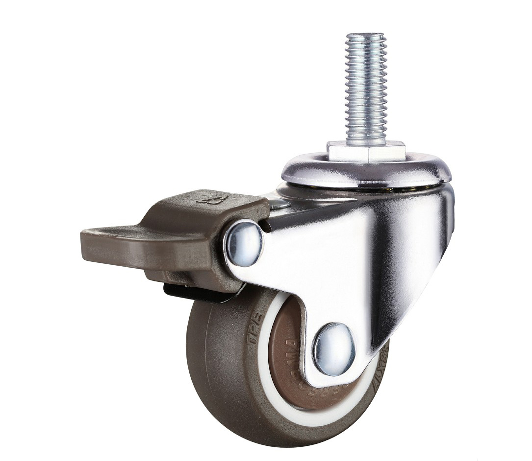 婴儿床家具万向轮橡胶轮脚轮静音轮子1.5寸2寸重型轮子轱辘带刹车